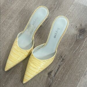 Hype Yellow Croc-Embossed Mules